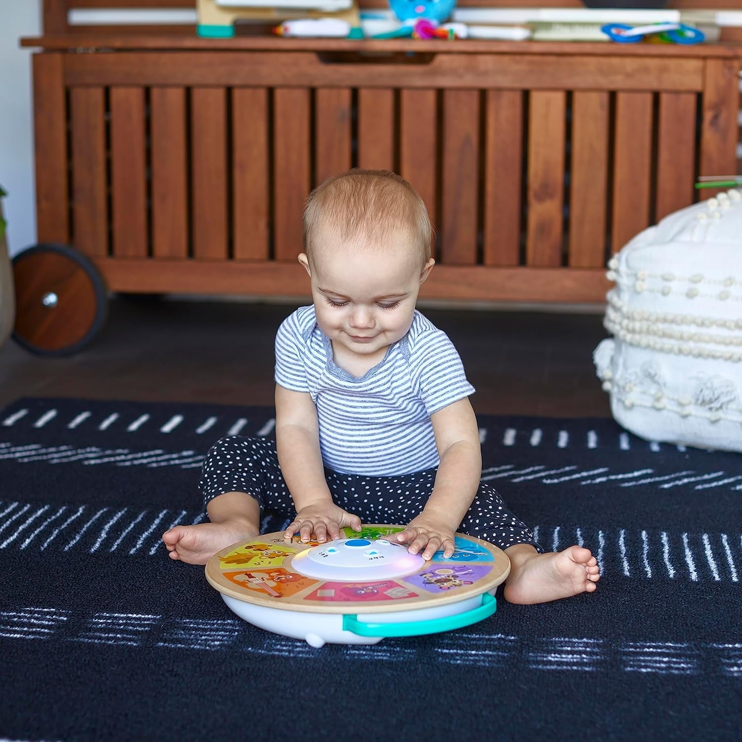 Baby Einstein, Hape, Cal's Smart Sounds Symphony Magic Touch Jucărie electronică din lemn cu activități în 3 limbi (engleză, franceză și spaniolă), 3 moduri, de la 6 luni Jucarii Bebe Naty Shop
