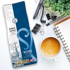 Helmut Sachers Kaffee - Wiener Mischung, Wiener Melange Kaffee aus erstklassigen Hochland Arabica Bohnen, nachhaltig geröstet in Österreich - ganze Kaffeebohnen, 500g