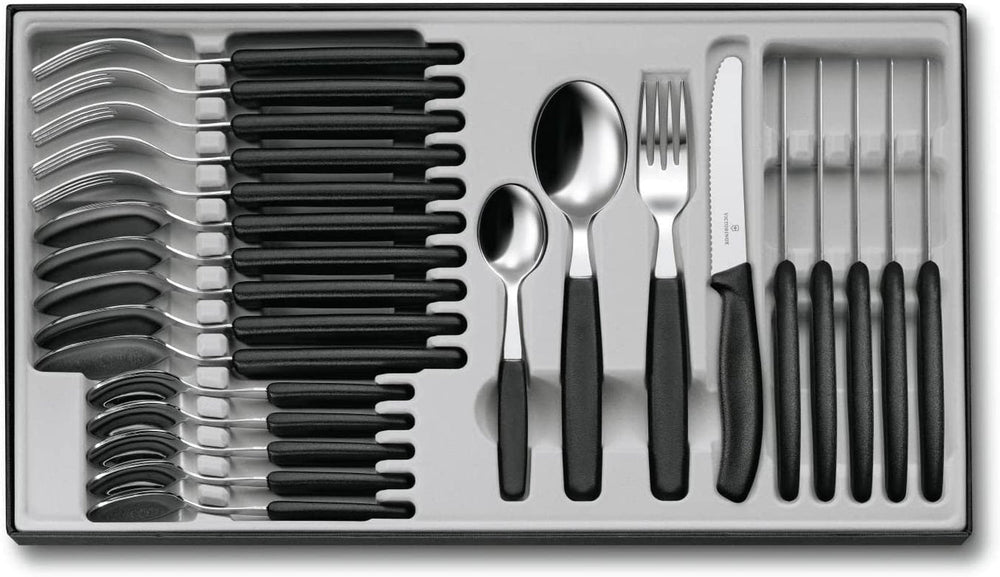 Victorinox Swiss Classic, tacâmuri profesionale, 24 piese, lamă foarte ascuțită, margine zimțată, oțel inoxidabil Naty Shop Single