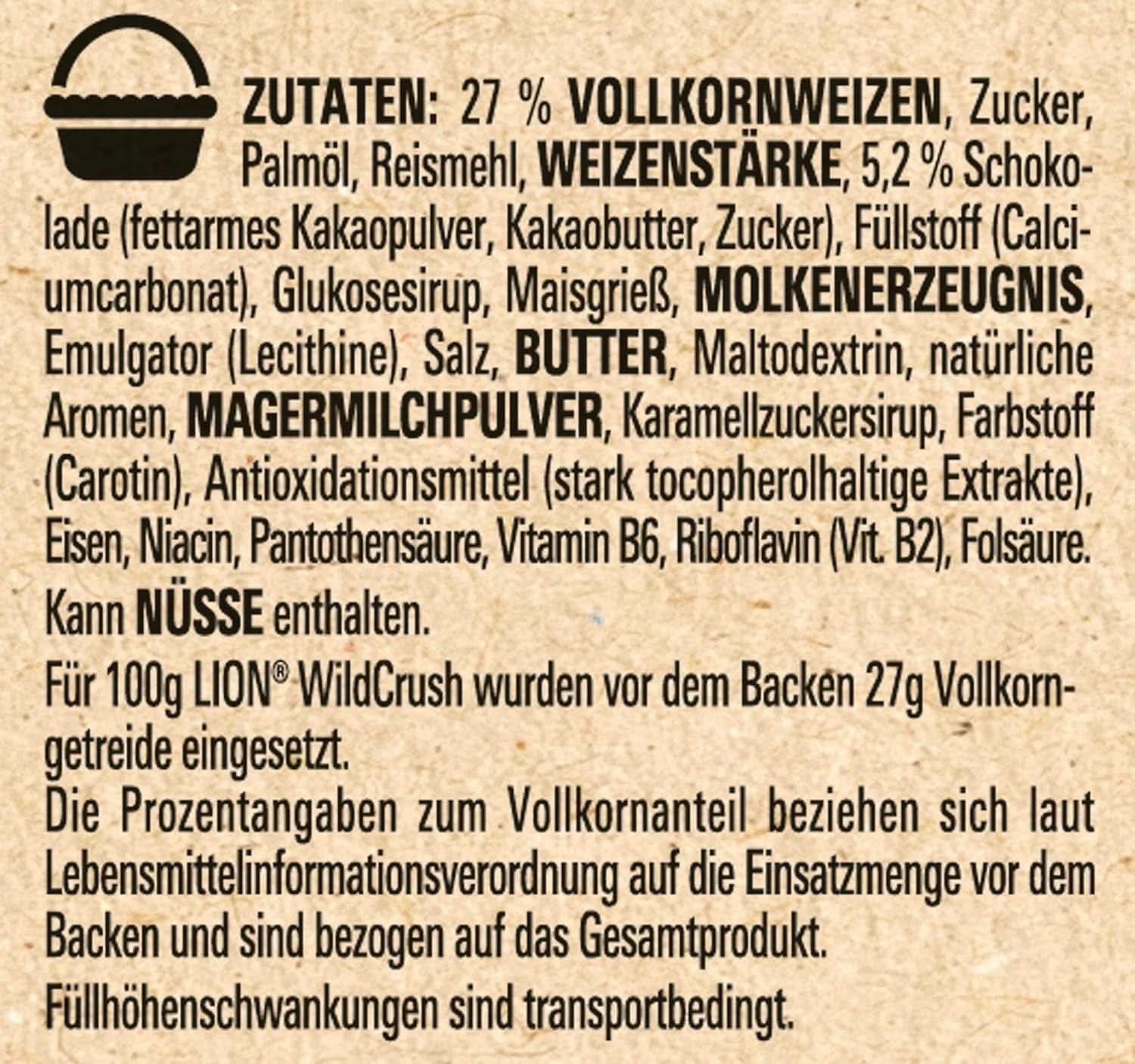 Cereale LION Wildcrush, ciocolată și caramel Cereale pentru micul dejun, pachet de 8 x 360 grame Naty Shop