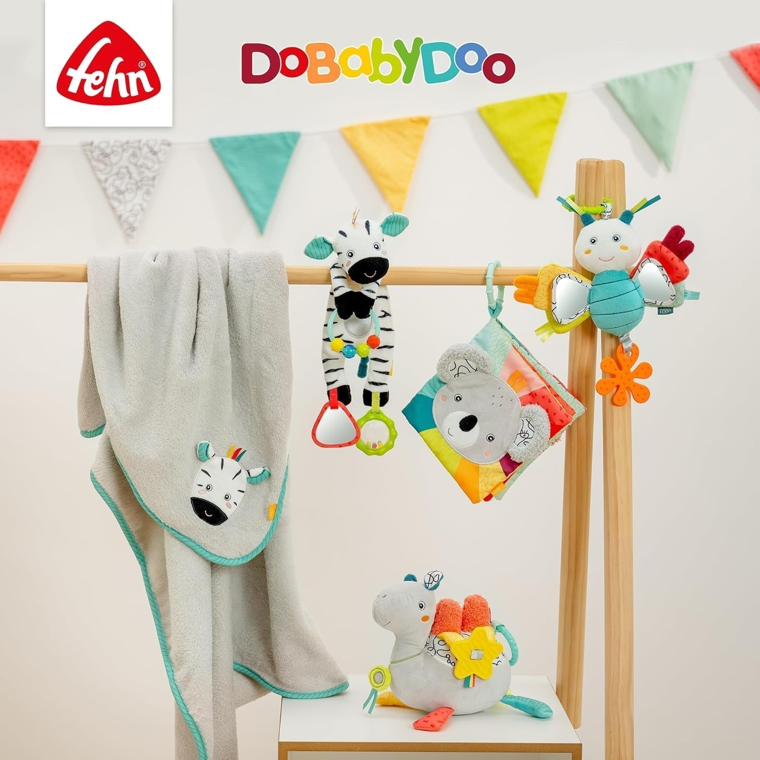 Fehn lanț mobil pentru copii Panda Baby Mobile - lanț mobil pentru copii cu figuri drăguțe - jucărie pentru copii pentru agățare flexibilă - jucărie pentru cărucior pentru bebeluși și copii mici de la 0+ luni Jucarii Bebe Naty Shop