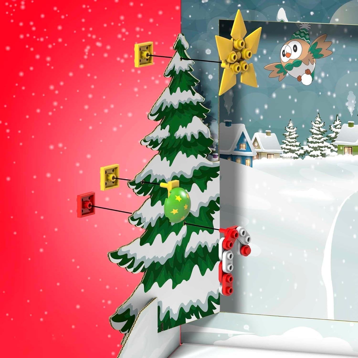 MEGA Pokémon Adventkalendar, Ferienkalender mit 202 Teilen, 2 posierbaren Figuren und Zubehör, für Kinder, GYG99