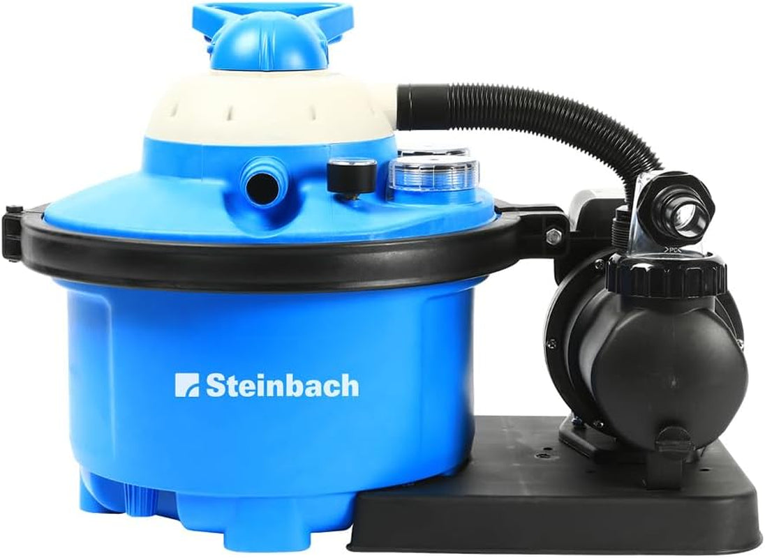 Sistem de filtrare Steinbach Comfort 75 – 040100 – Pompă autoamorsantă pentru piscine de până la 40.000 l – Cu prefiltru, manometru, temporizator și afișaj LED – Include adaptor special INTEX de 2"