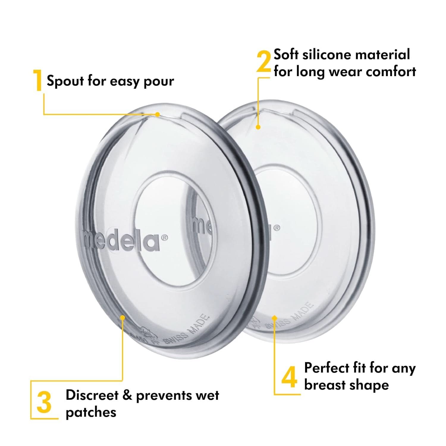 Medela Milk Collection Shells - BPA-, Fabricat din silicon moale, flexibil, Include 2 buc Accesorii Hrana si Alaptare Bebe Naty Shop