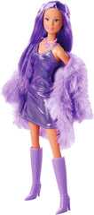 Simba Steffi Love Fluffy, Puppe im Gürtelkleid mit Felljacke und tollem Modezubehör, 29cm Spielpuppe, ab 3 Jahren