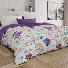 PETTI Artigiani Italiani - Cuvertură de iarnă, Cuvertură de iarnă, Doubleface, Monocolor și imprimare digitală, 100% microfibră hipoalergenică, Made in Italy Plapumi si pilote Naty Shop