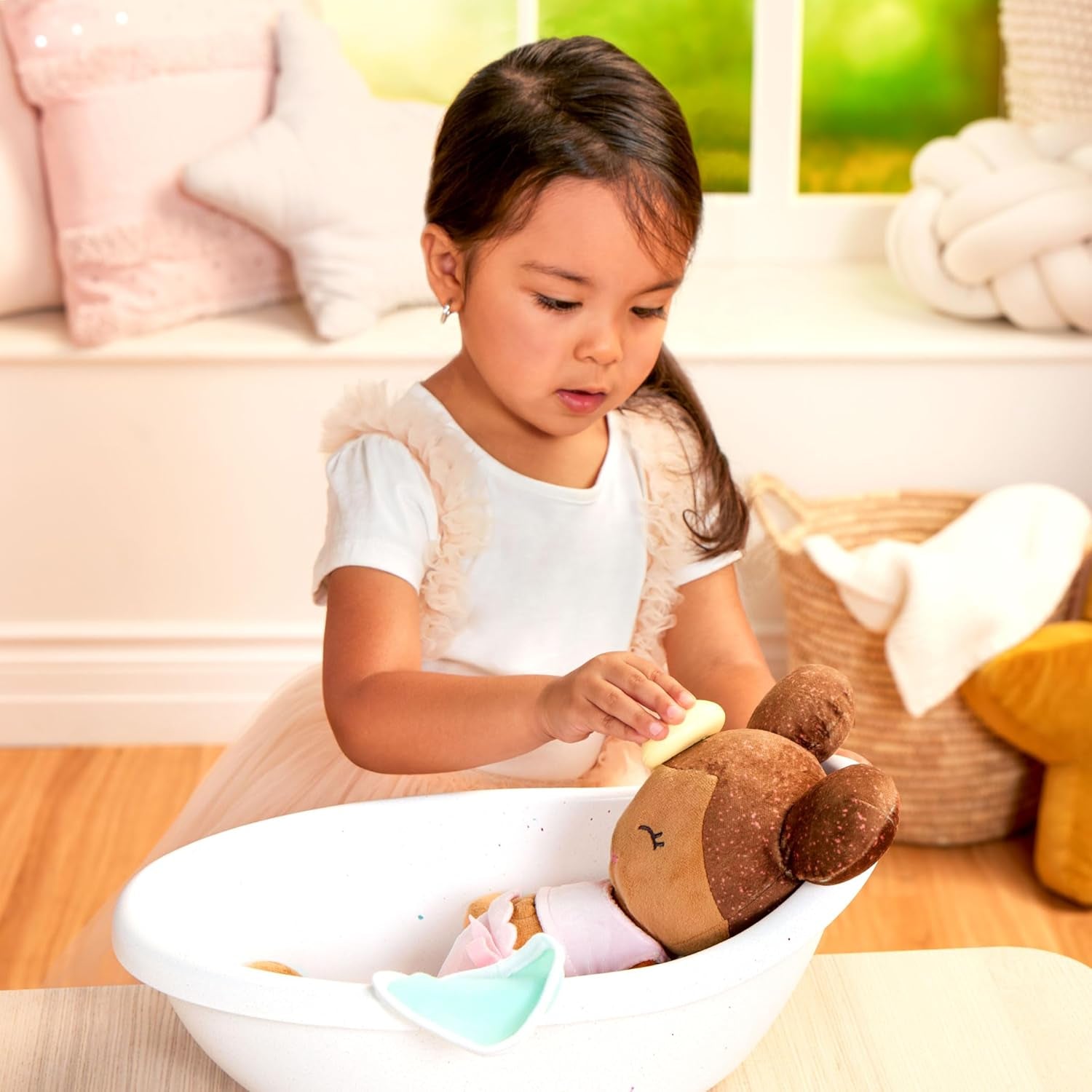 LullaBaby – Cădiță de baie pentru păpuși – Set de baie – Jucărie de baie – Accesorii pentru păpuși – Jocuri realiste cu apă – Copii 2 ani +