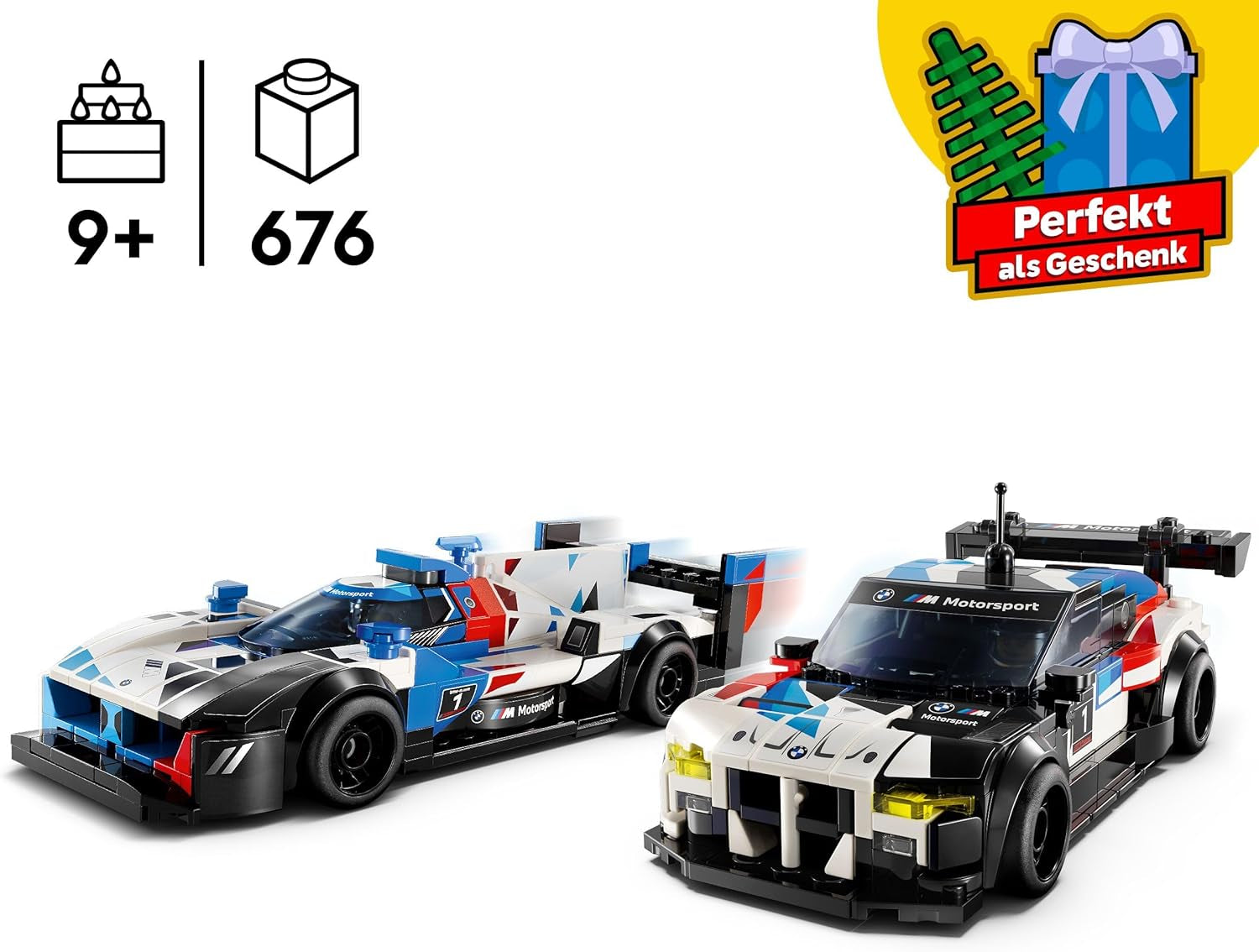 LEGO Speed Champions BMW M4 GT3 & BMW M Hybrid V8 Rennwagen Auto Spielzeug mit 2 baubaren Modellautos und 2 Rennfahrer-Minifiguren, Geschenk für Jungs, Mädchen ab 9 Jahren, Modellauto 76922