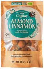 Set de 4 bucăți Organic Bites - Migdale cu scorțișoară/Migdale cu scorțișoară în ciocolată neagră belgiană/Fără zahăr adăugat, fără îndulcitori/VEGAN ȘI COMERȚ ECHITABIL / 4 x 85g