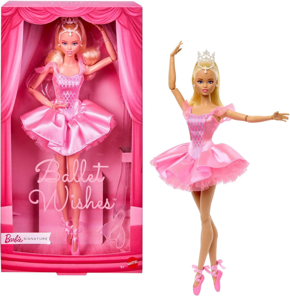 Barbie Signature Ballet Wishes Puppe, Sammelfigur-Modepuppe in rosafarbenem Seiden-Tutu mit blonden Haaren und Geschenkverpackung, JBJ10