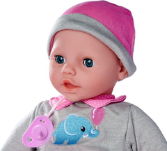 Simba 105140066 - Laura Interactiv, Weichkörperpuppe mit Schlafaugen, brabbelt bei Bewegung, trinkt von Flasche und schläft EIN, 40cm, Babypuppe ab 2 Jahre