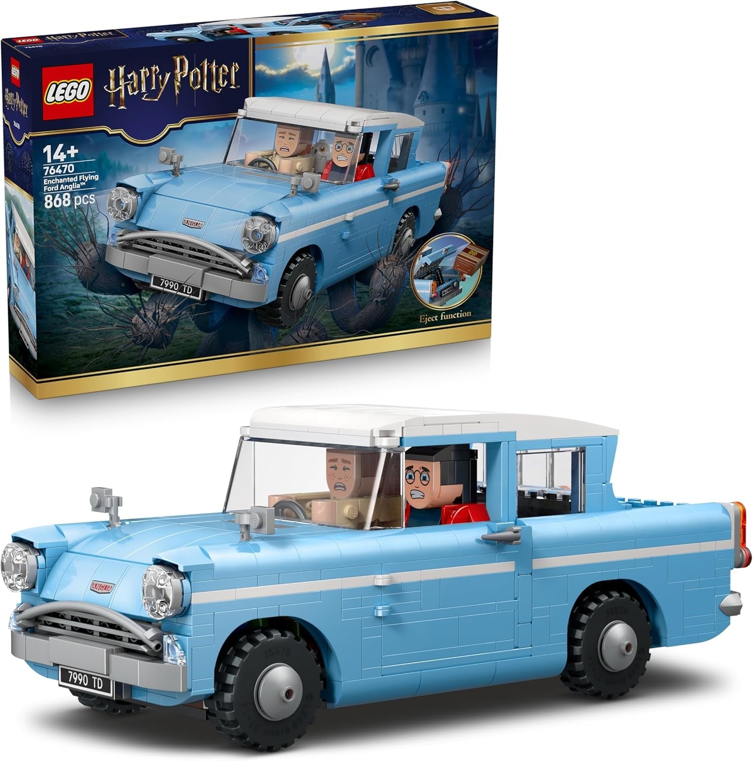 LEGO Harry Potter Fliegender Ford Anglia - Auto Set für mit 3 Figuren zum Spielen und Ausstellen - 3D Modellbau für Männer - Geschenk zum Vatertag - 76470
