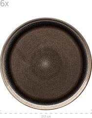 MÄSER 934020 Seria Niara, Set de veselă modern pentru 6 persoane într-un aspect vintage incitant, Set de mic dejun din ceramică cu 18 piese, gri și negru, Gresie