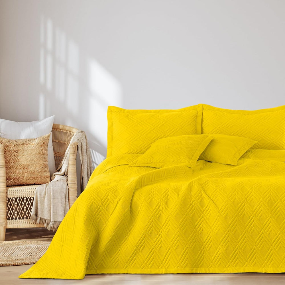 Ameliahome Cuvertură de pat 170X210 Cm Cuvertură de pat cu două fețe Ultrasonic Quilting Poliester Ophelia Dark Green Paturi si Cuverturi Besuche den AmeliaHome-Store Ofelia galben 220X240 Cm