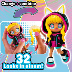 BANDAI - Animakii Einhorn und Fledermaus - Set Personalisierbare Puppen - 1 Puppe, 4 Gesichter, 2 Frisuren, 2 Outfits, 2 Paar Schuhe - Kreatives Spielzeug ab 5 Jahren - HEA26348