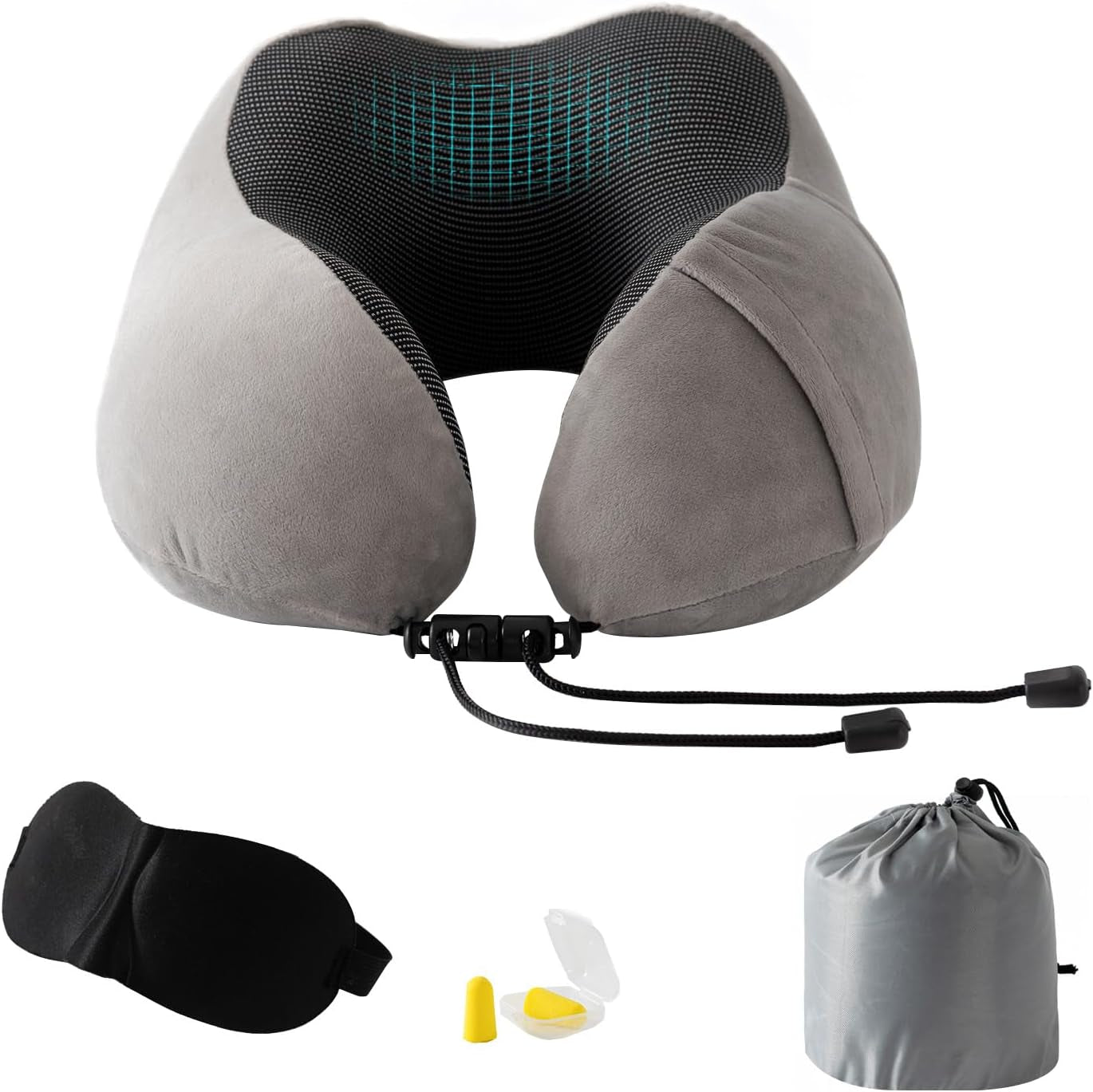 Good Nite Neck Pillow Airplane Neck Pillow Travel Pillow Adult Neck Pillow Car Home Pillow Head Pillow Ergonomic Memory Foam Washable With Narrow Back Adjustable Grey Perne calatorie Naty Shop Titlu implicit