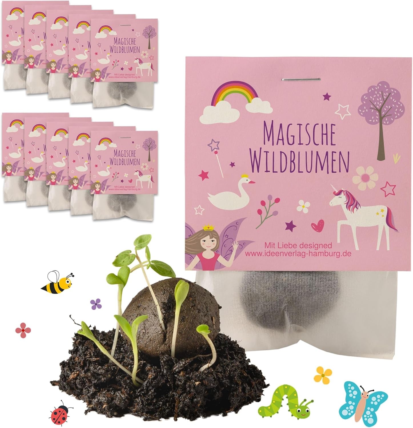10X Einhorn Samenbomben Als Mitgebsel Kindergeburtstag Mädchen 4 Bis 8 Jahre - Einhorn Geschenke Für Mädchen & Blumensamen Mitbringsel Kindergeburtstag - Kleine Geschenke Für Kinder - Made in Germany