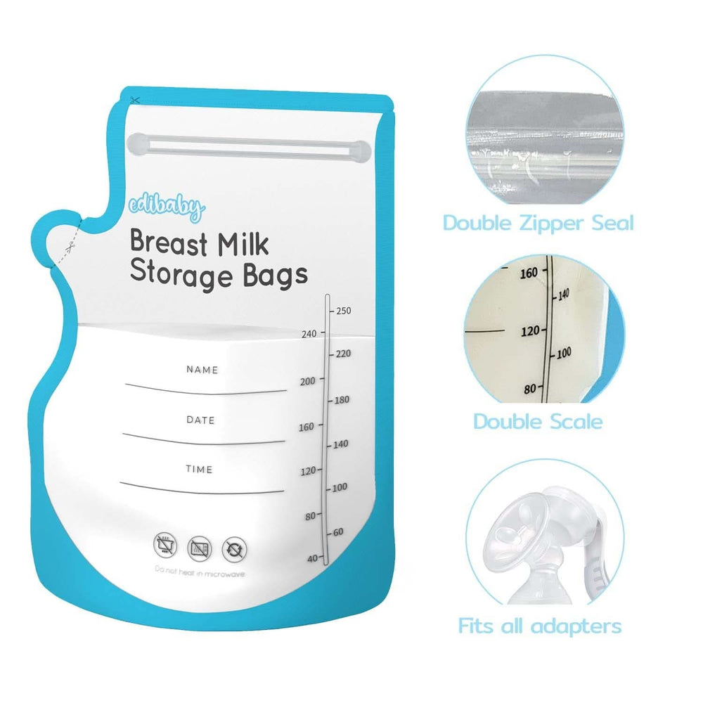 Edibaby, Pungi pentru lapte matern, 100 bucati, Sterilizate, fără Bpa Accesorii Hrana si Alaptare Bebe Naty Shop