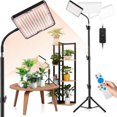 Lampă LED cu spectru complet pentru plante cu suport reglabil, 246 de LED-uri cu temporizator și 9 niveluri de luminozitate, lumină pentru plante pentru legume înflorite, hidroponie și semințele, pentru începători și grădinari de interior