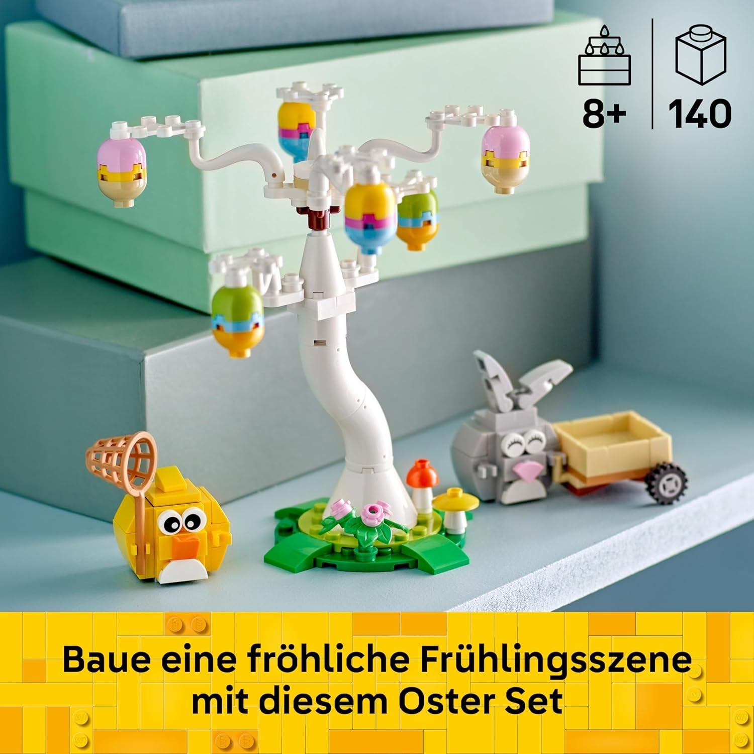 LEGO Osterhase und Ostereiersuche - Kinderspielzeug mit Hasen & Vogel Tierfiguren - Mit Baum & Wagen - Kreatives Konstruktionsspielzeug - Geschenk für Mädchen & Jungen ab 8 Jahren - 40808