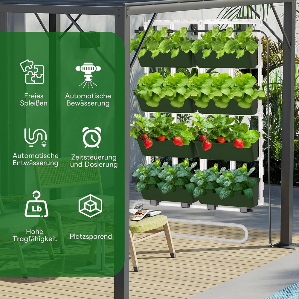 Hängende Vertikale Wand Pflanze, Vertikale Pflanzenwand Balkonbar Pflanzenwand Indoor mit Smart-Timer und Wasserpumpe Blumentopf Wand für Hof Garten Balkon Home Decoration