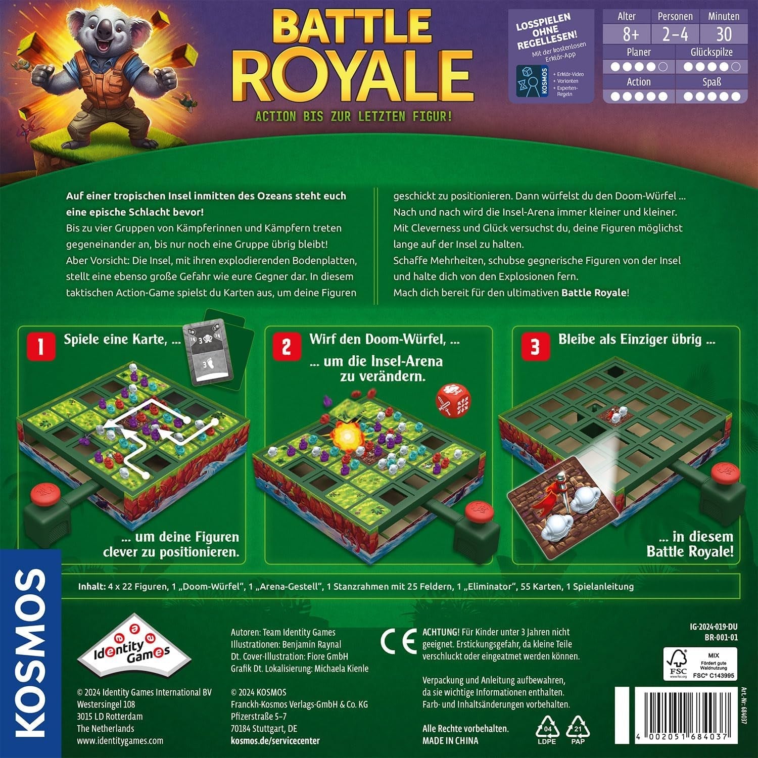 Kosmos 684037 Battle Royale, Acțiune până la ultima figurină! Joc de familie pentru 2-4 jucători cu vârsta de 8 ani și peste, cu elemente speciale de acțiune.