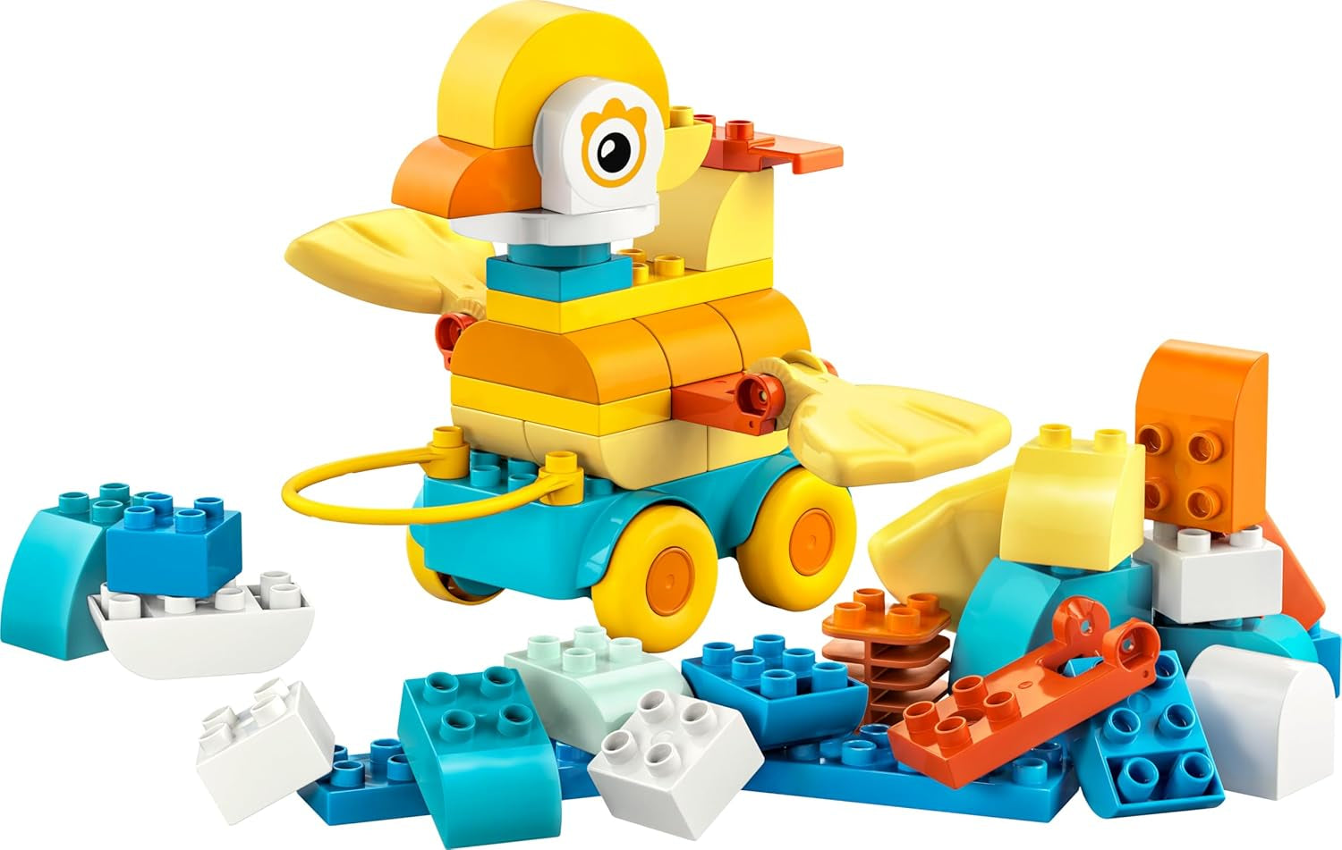 LEGO DUPLO Town Tiere auf Rädern 3-in-1-Set - Montessori Spielzeug zum Bauen von Ente, Fisch oder Hund mit Rädern und Ziehgriff - Geschenk für Mädchen und Jungen ab 2 Jahren - 10448