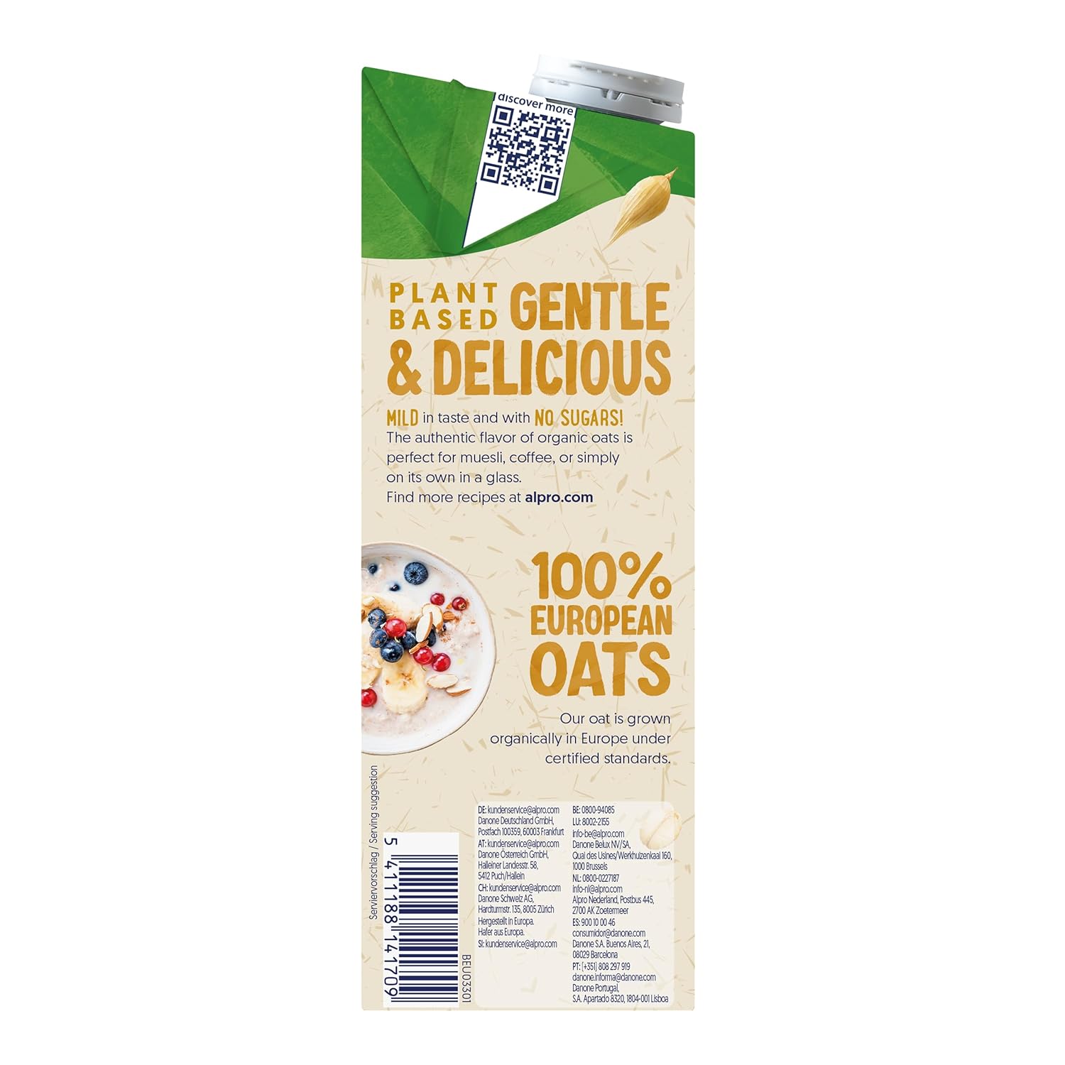 Alpro Bio Haferdrink ohne Zucker – 8 x 1 l