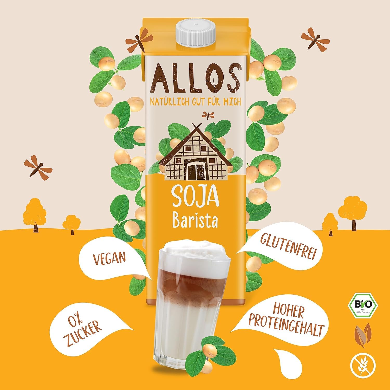 Allos Sojadrink Barista Spumabil Pentru Cafea Vegan Fără Lactoză