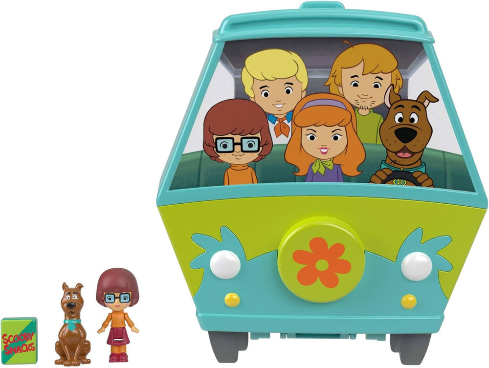 Polly Pocket x Scooby-DOO Partnership-Schatulle, Minipuppen und Spielset, Scooby-DOO und Velma Dinkley Puppen, Mystery Machine Spielzeugauto, JKC85