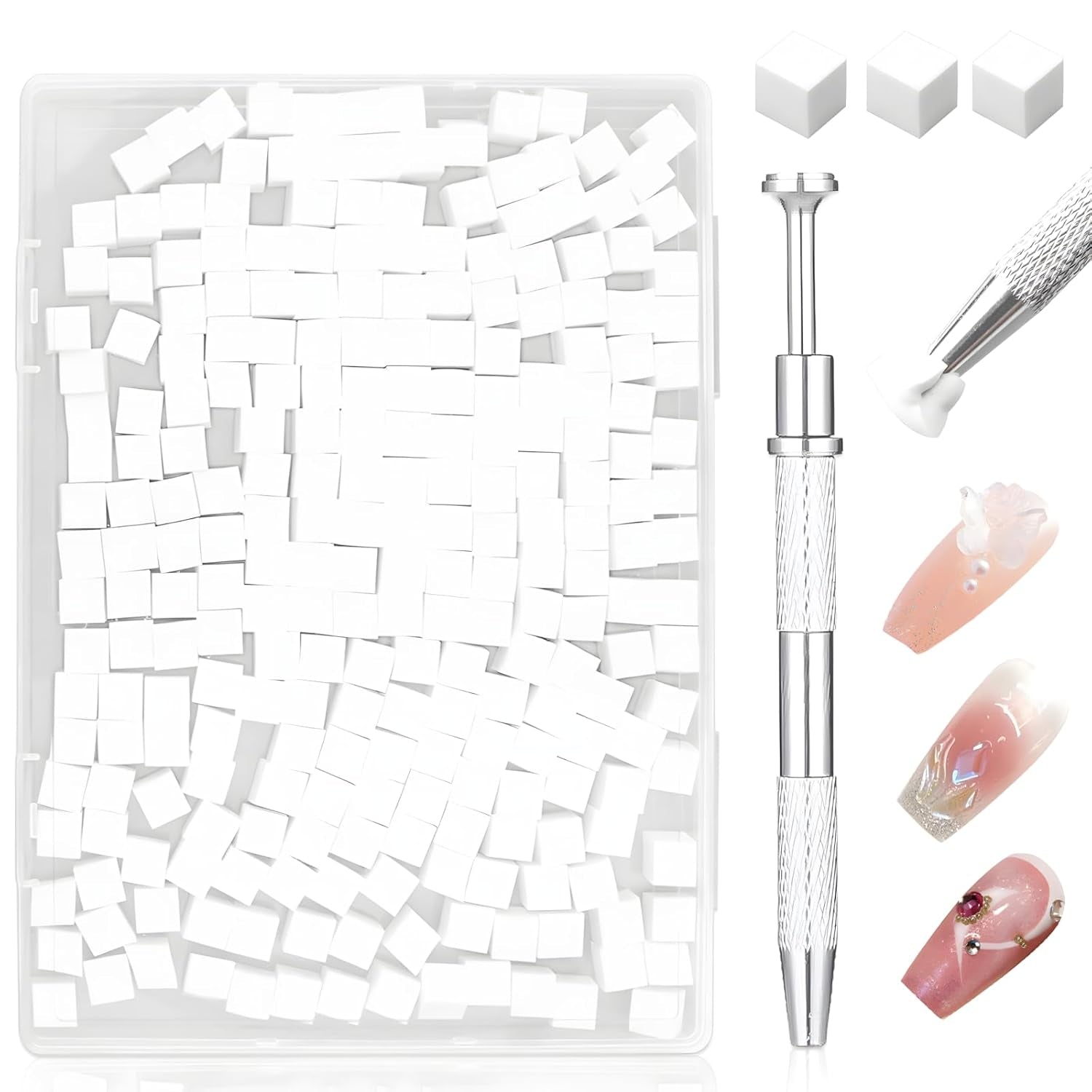 250 Stück Nail Art Schwamm Mit Metallgreifer Sponge Ombre Pinsel Nailart Nageldesign Zubehör Nagelstudio Zubehör Für DIY Babyboomer Effekte Ombre Gradient Nageldesign