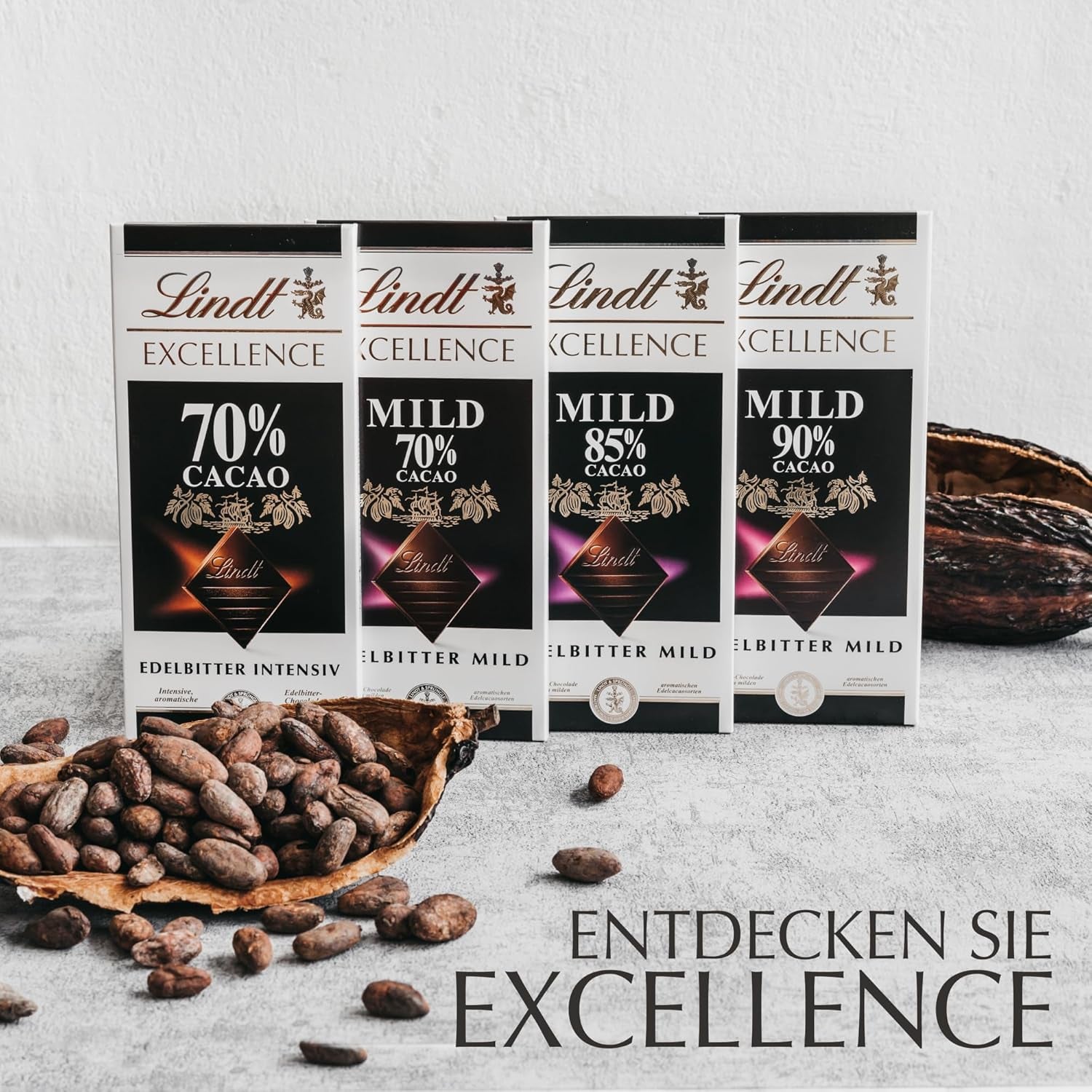 Lindt Ciocolată | EXCELLENCE Mild Baton 70% | 100g | Ciocolată neagră blândă cu aromă intensă de cacao | Baton de ciocolată vegan