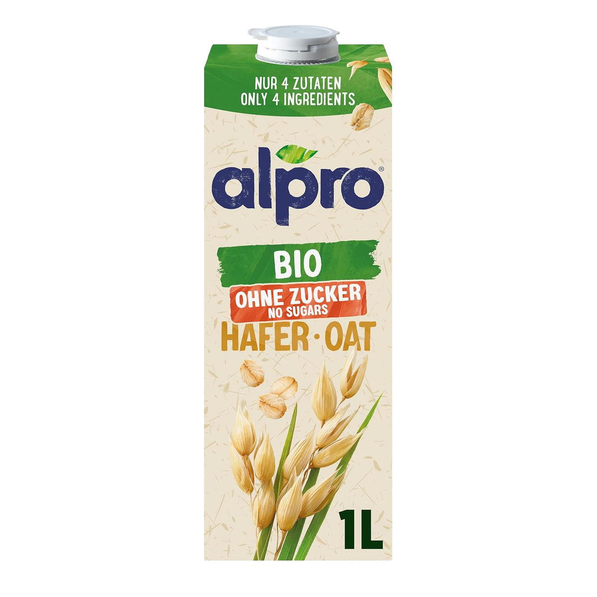 Alpro Bio Haferdrink ohne Zucker – 8 x 1 l