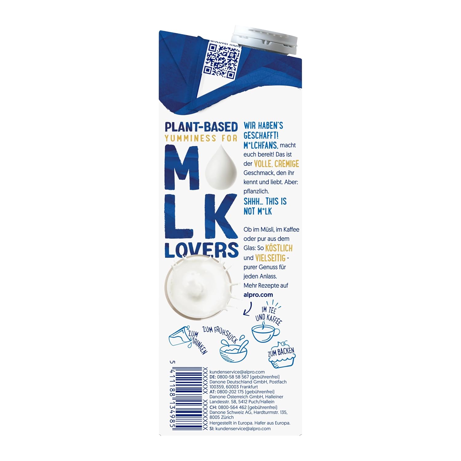 Alpro This is Not Milk 3,5 Prozent – Vegan und milchfrei – Von Natur aus laktosefrei – Reich an Ballaststoffen, Calcium und Vitaminen – 8 x 1 L – Haltbar