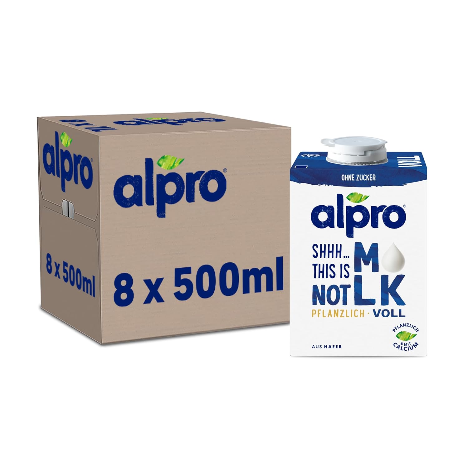 Alpro This is Not Milk 3,5 Prozent – Vegan und milchfrei – Von Natur aus laktosefrei – Reich an Ballaststoffen, Calcium und Vitaminen – 8 x 1 L – Haltbar