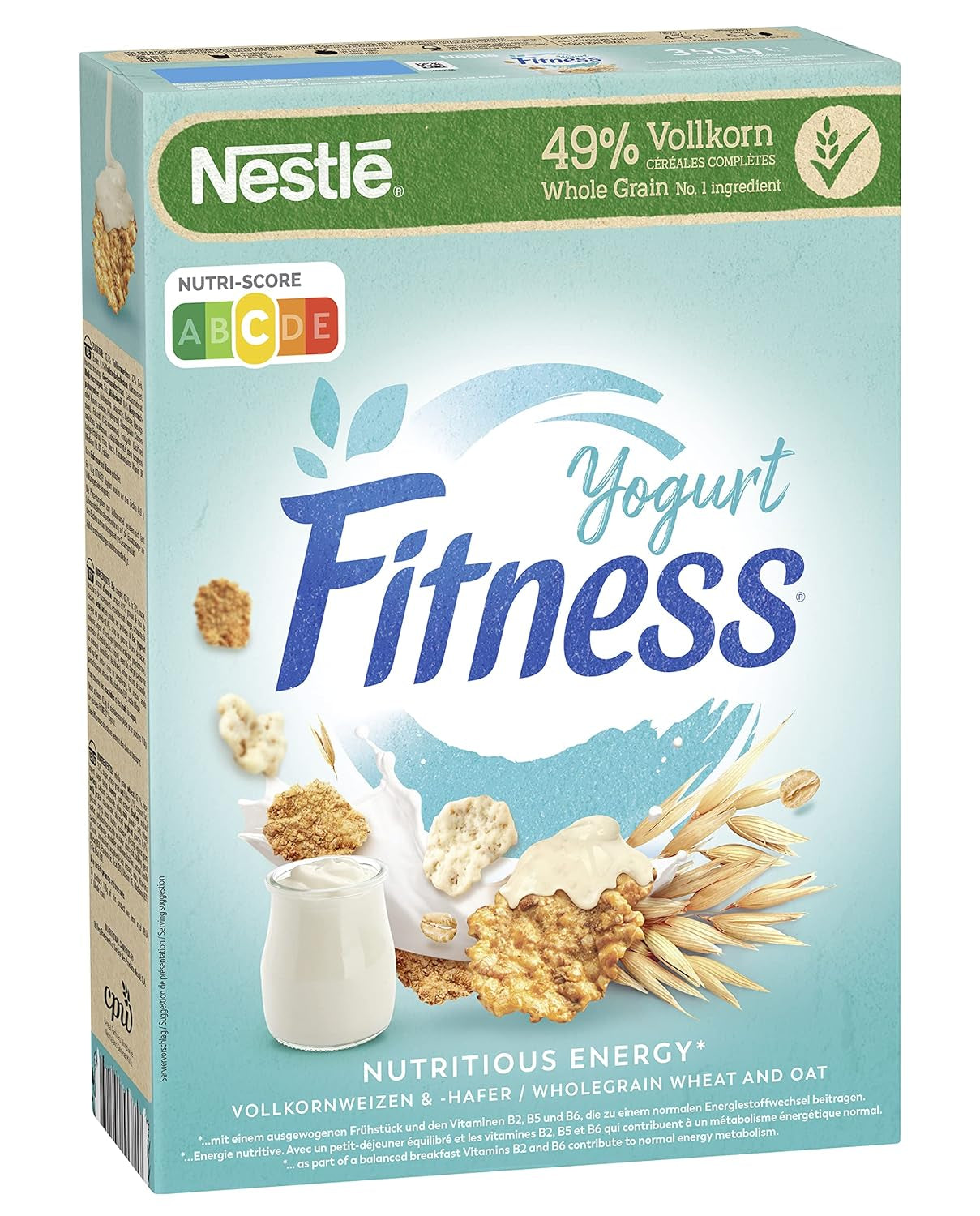 Iaurt Nestlé Fitness, cereale pentru micul dejun cu cereale integrale și aromă parțială de iaurt, pachet de 4 (4 x 350g)