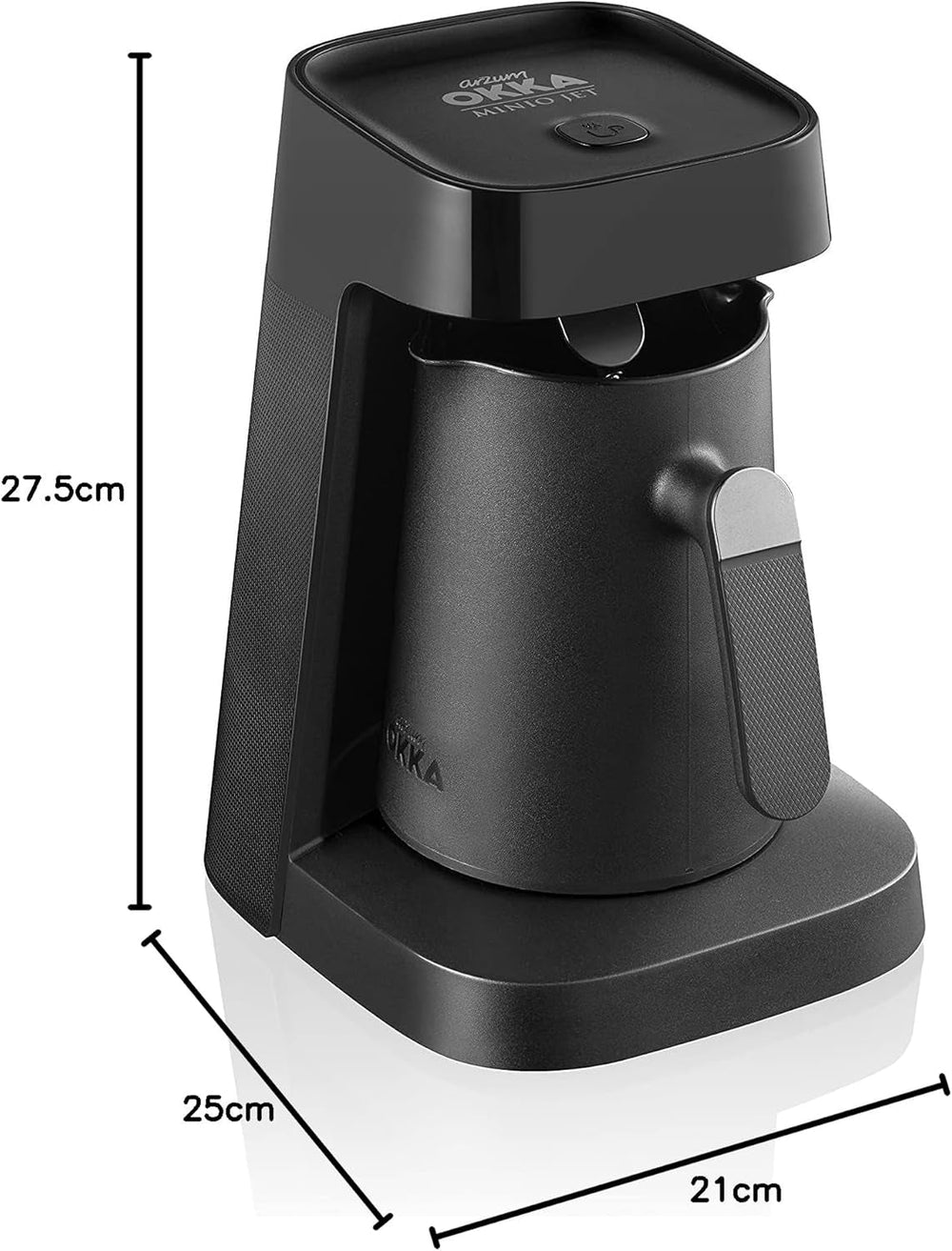 Cafetieră turcească Arzum Okka MINIO JET, 400 W, capacitate 5 căni, protecție la preaplin, sistem de avertizare acustică, cafetieră turcească, crom