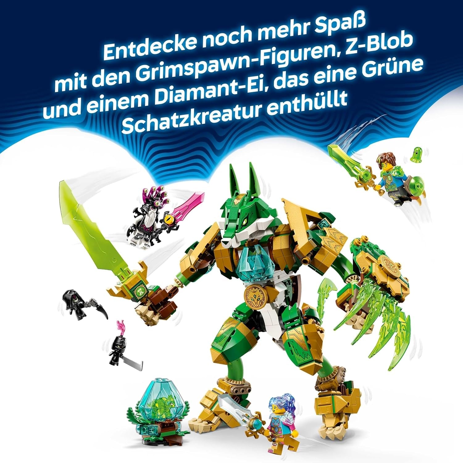LEGO DREAMZzz 2in1 Fuchs-Wächtermech - Actionfigur, verwandelbar in Fuchskrieger - inkl. 3 Minifiguren und sammelbarer grüner Schatz-Kreatur - Geschenk für Jungen ab 9 Jahren – 71508
