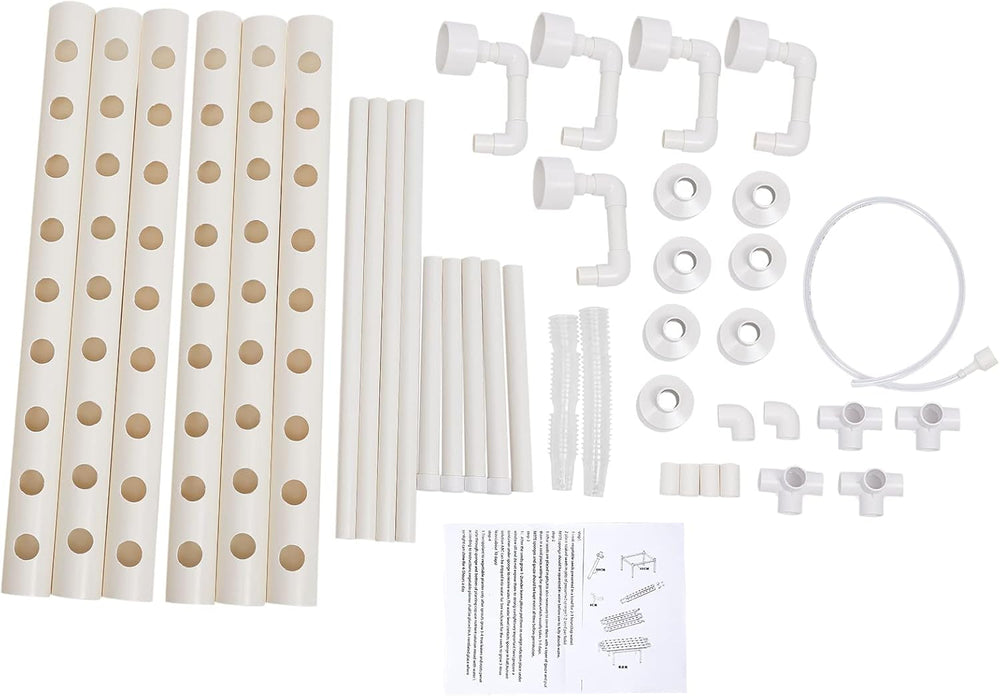 Kit de creștere hidroponică cu 1 strat cu 54 de locuri de plantare, sisteme de creștere a plantelor fără sol din PVC cu pompă de apă, kituri de creștere hidroponică pentru cultivarea legumelor și fructelor pe balcoane, grădini, terase și curți