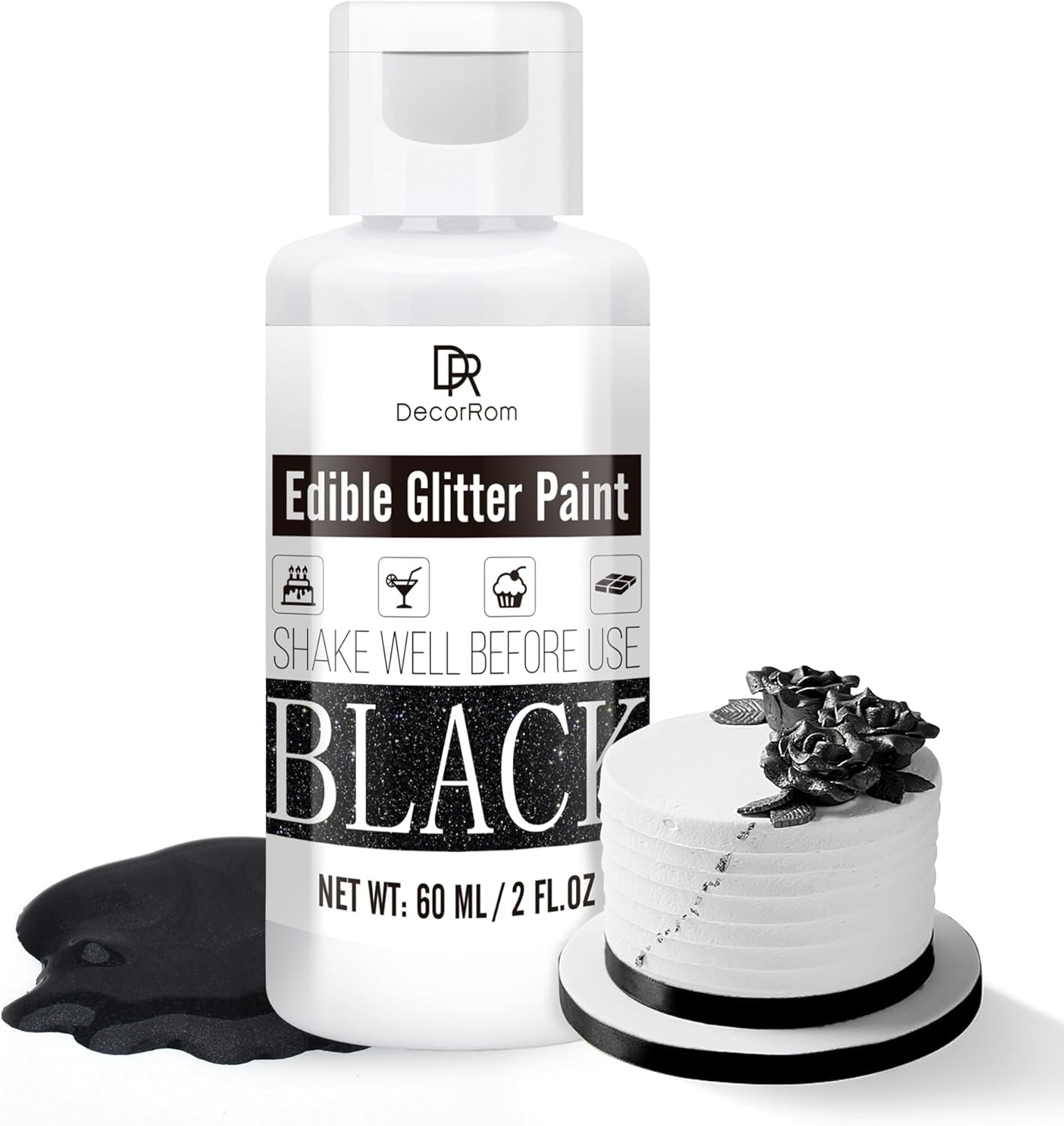 Sclipici comestibil lichid - 6 culori colorant alimentar metalic cu sclipici pentru decorarea torturilor, copt, brioșe - Pudră metalică comestibilă cu sclipici lichid pentru biscuiți DIY, fondant, prăjituri