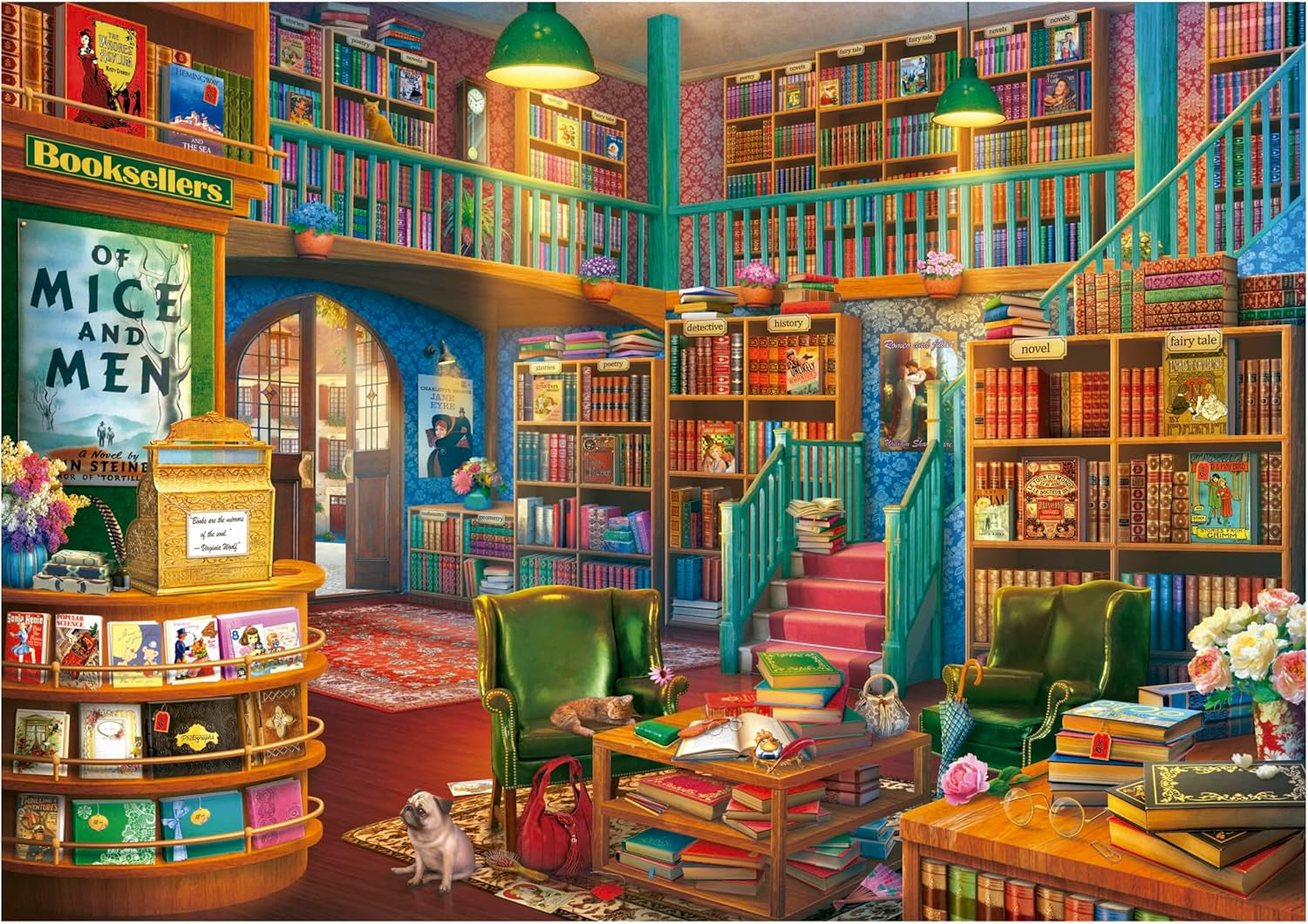 Educa - Puzzle de 1000 de piese pentru adulti | Biblioteca. Dimensiuni: 68 X 48 cm. Include lipiciul de puzzle Fixpuzzle. Pentru 14 ani (19925) Puzzle Naty Shop