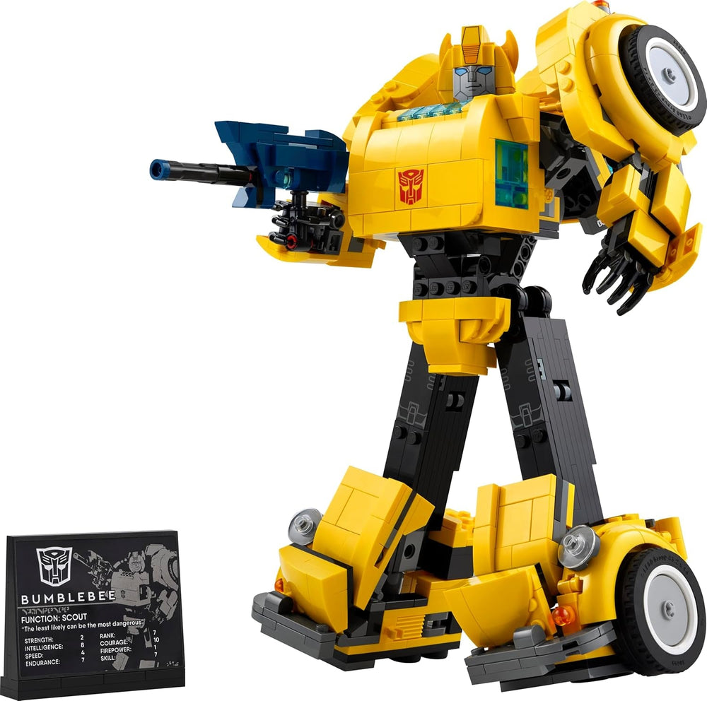 LEGO Icons Transformers Bumblebee, Roboter-Actionfigur für Erwachsene zum Sammeln, Bauset zum Film für Science-Fiction-Fans, lässt Sich in EIN Auto umbauen, Abenteuer-Spielzeug 10338