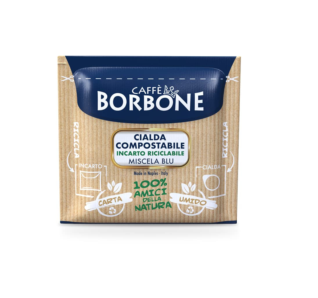 Caffè Borbone Kompostierbare Kaffeepads, Blaue Kaffeemischung - 50 Pads - Kompatibel mit ESE System Papier Pads 44 mm