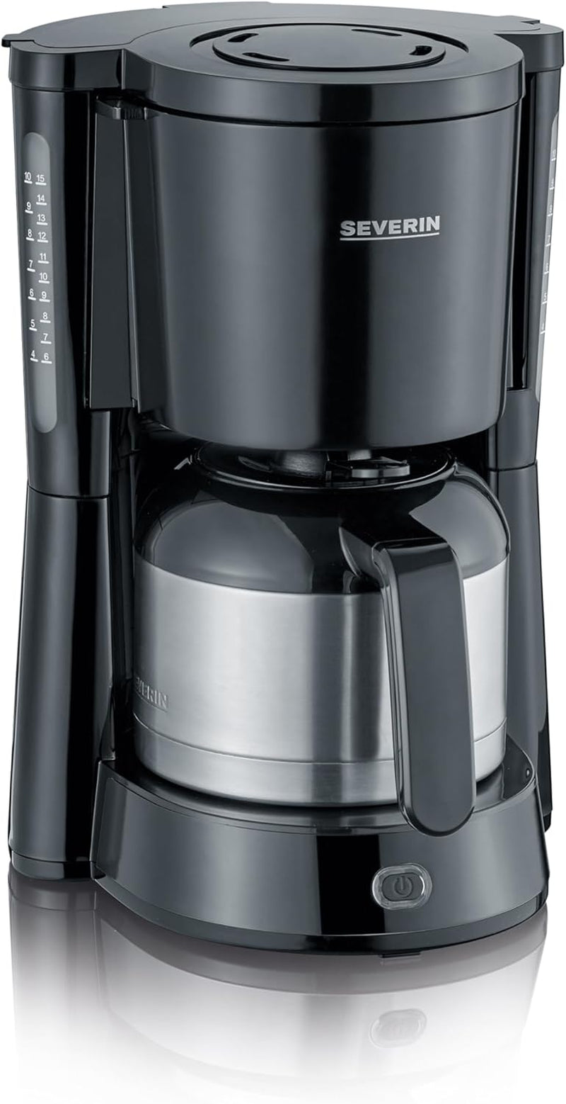 Aparat de cafea cu filtru SEVERIN Duo cu carafă termică, aparat de cafea pentru până la 16 cești, aparat de filtrare atractiv cu 2 carafe izolate, negru, KA 9315