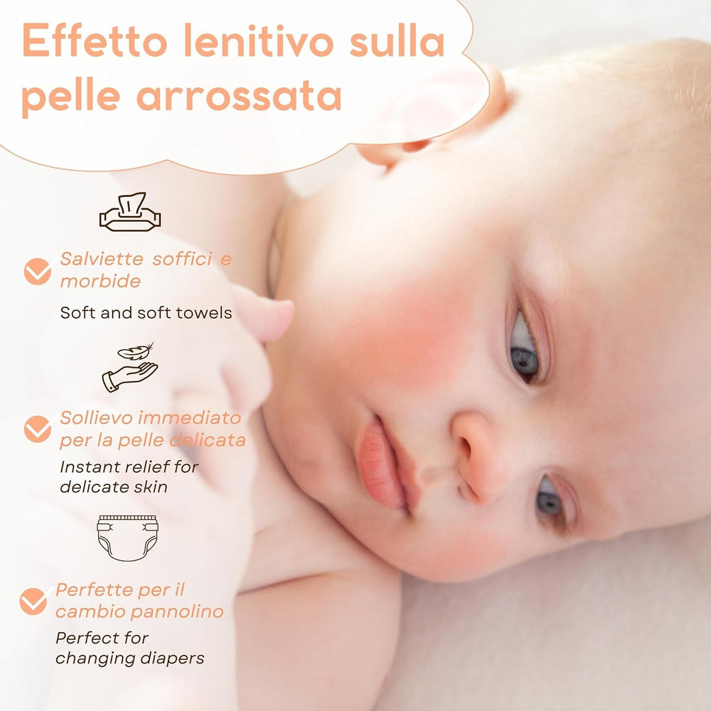 Șervețele umede pentru bebeluși cu aloe, pentru piele sensibilă, fără alcool, prietenoase cu pielea, pH 5,5, parfumate ușor, 1728 bucăți (24 pachete)