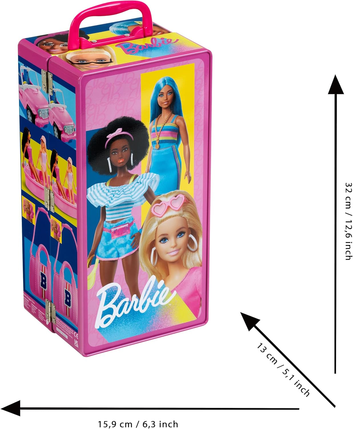 Theo Klein 5801 Barbie Schrankkoffer Kleiderstangen und Fächern, Spielzeug für Kinder ab 3 Jahren, inkl. Zubehör, Multicolor