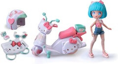 4SF -  Pretty Pink Scooter, Japanische Fashion Puppe mit Motorrad, Figur von 19,5 cm mit 15 Gelenkpunkten, Inklusive Helm und Tasche, Trägt EIN Top mit Mikroschorts, Famosa (HKTF3000)