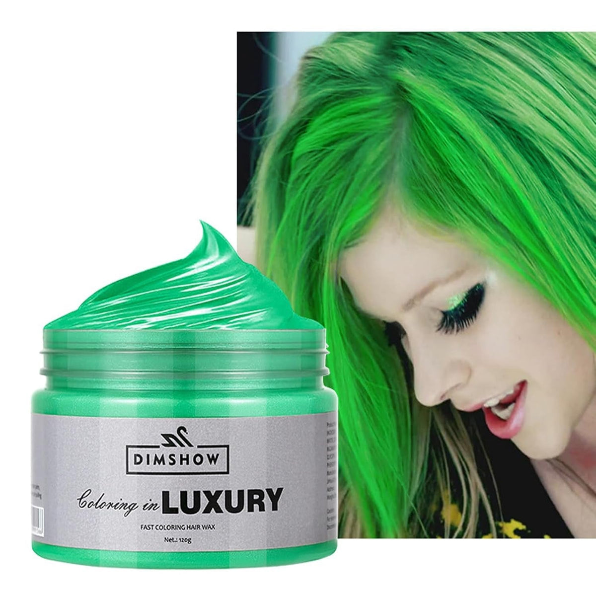 Ceară de păr temporară verde, spray de păr verde nebun temporar, noroi semipermanent lavabil, culoare de păr o singură dată, noroi de pastă de păr de styling instant, culoare naturală pentru păr pentru petreceri, activități și Halloween Vopsea pentru par Naty Shop Titlu implicit