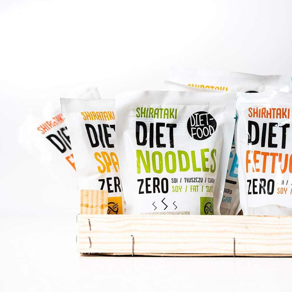 Tăiței Shirataki DIET-FOOD Tăiței Konjac cu conținut scăzut de carbohidrați, conținut scăzut de calorii, alimente vegane, fără grăsimi, fără soia, fără gluten, tăiței dietetici solubili în apă, conținut scăzut de calorii, 200 de grame