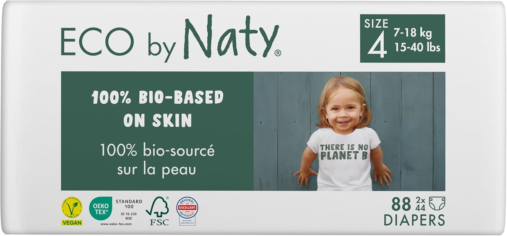 Scutece ecologice Eco by Naty Baby Eco Diapers - scutece organice premium, ecologice, fabricate din materiale pe bază de plante, ideale pentru pielea sensibilă a bebelușilor (mărimea 5 - 80 de bucăți)